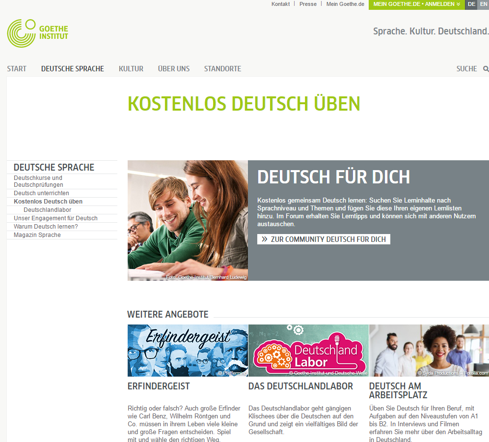 Deutsch lernen: Deutsch üben im Web